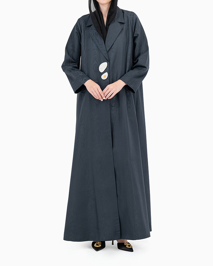 Model wears Black Abaya With 2 Buttons